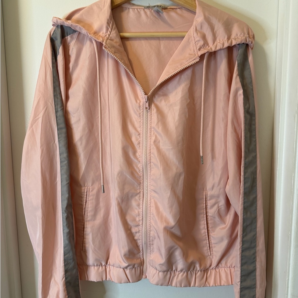 Forever 21 Pink and Gray Windbreaker Jacket
